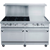 60" Oven Range Six Open Burner with 24" Griddle Natural Gas, ACR60-6B24GM